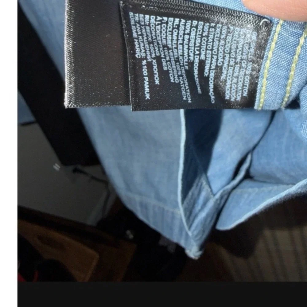 The‎ North Face Zip Up Chambray Shirt Mens Large Blue Lightweight Cotton